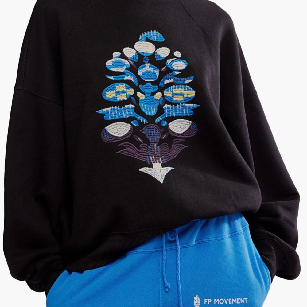 Free People Movement On Your Mark Logo Embroidered Sweatshirt Small $148